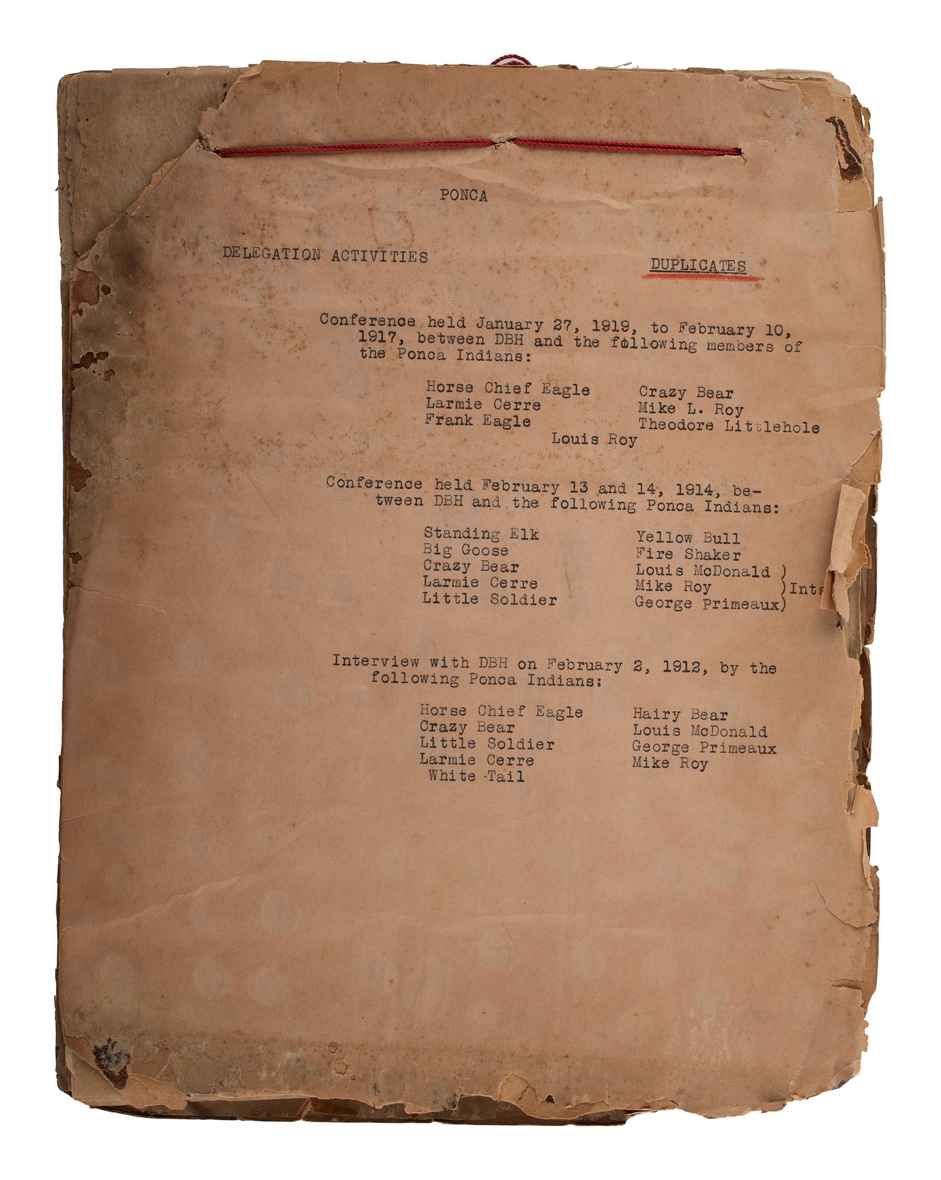 [NATIVE AMERICAN]. Papers associated with the Sioux, Assiniboine, and Ponca Nations, ca early 1900s.
