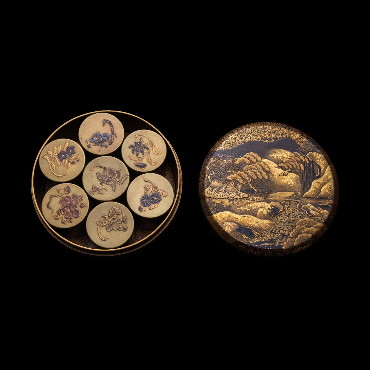 Three Japanese Gold Lacquer Covered Boxes, Meiji Period