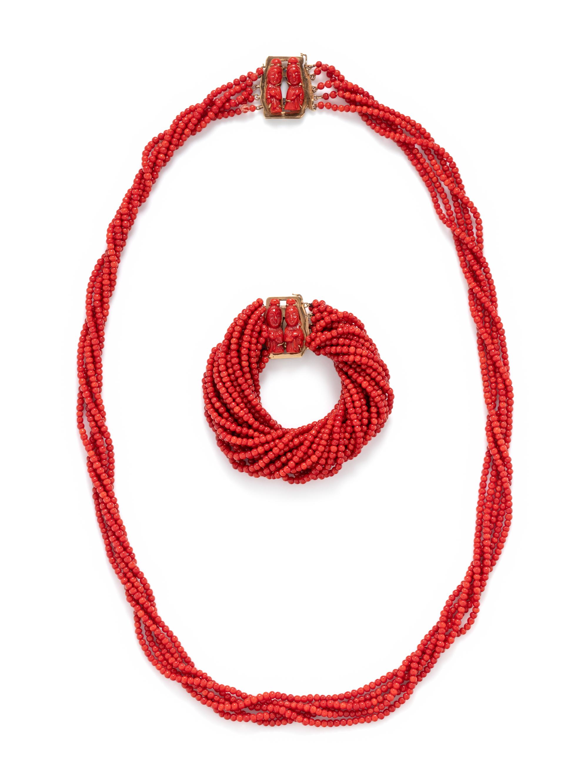 MULTISTRAND CORAL BEAD SET