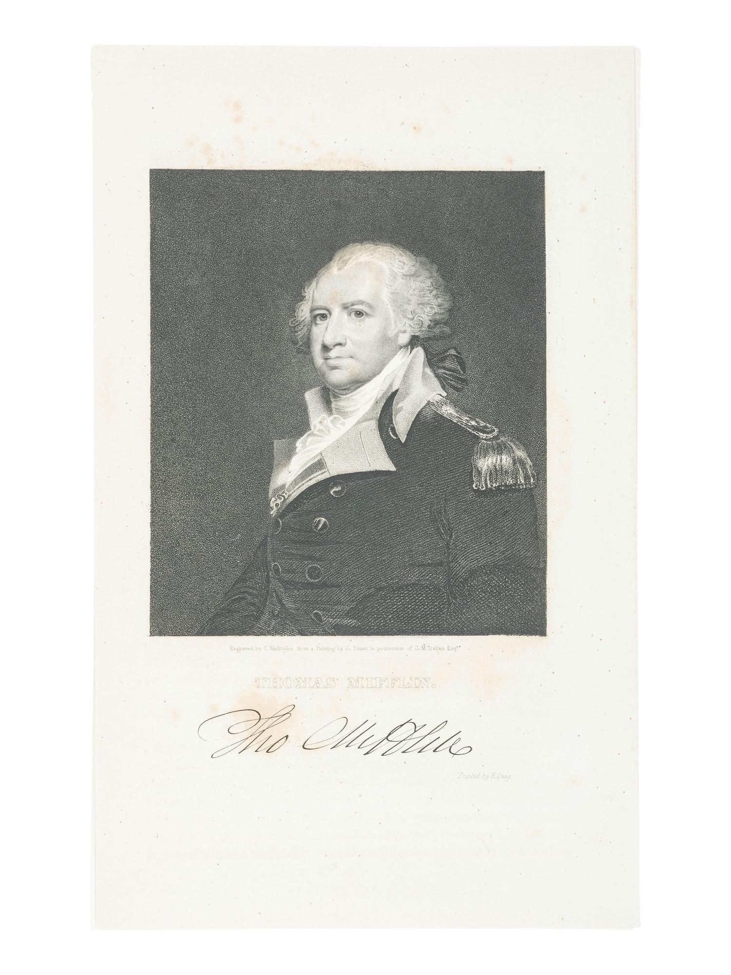 MIFFLIN, Thomas (1744-1800). Land grant signed ("Thos. Mifflin"), as Governor of Pennsylvania.