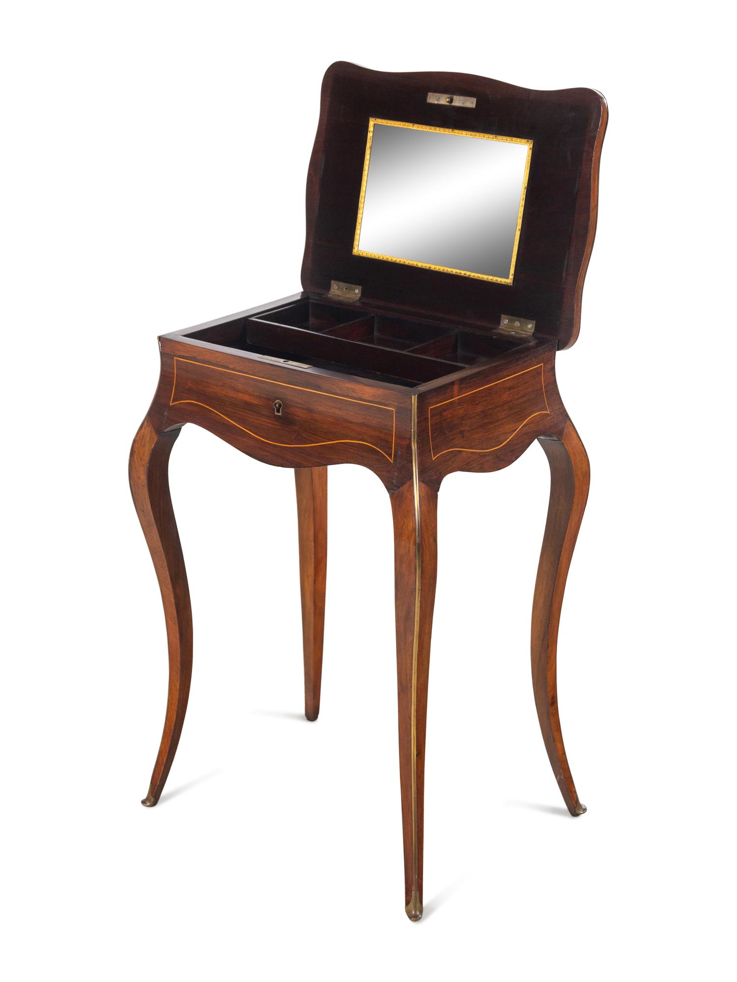 A Louis XV Style Rosewood and Marquetry Dressing Table