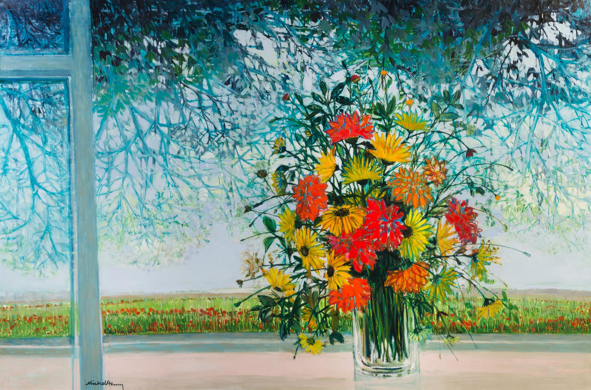 Michel-Henry, (French, b. 1928), Flowers on a Windowsill
