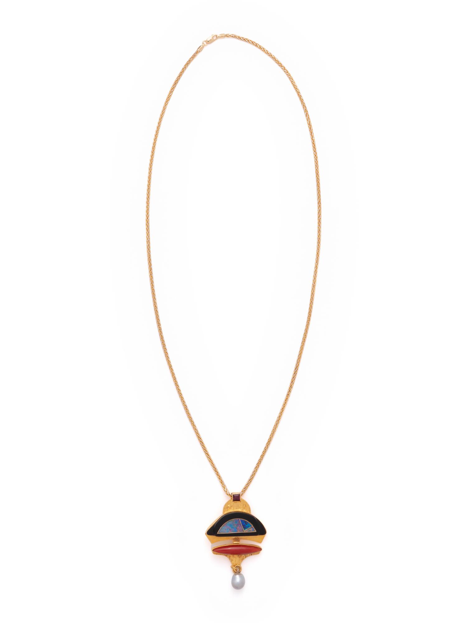 DOUG NAVA, YELLOW GOLD AND MULTIGEM PENDANT