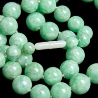 Two Chinese Green Jadeite Necklaces 翡翠珠鏈两条
