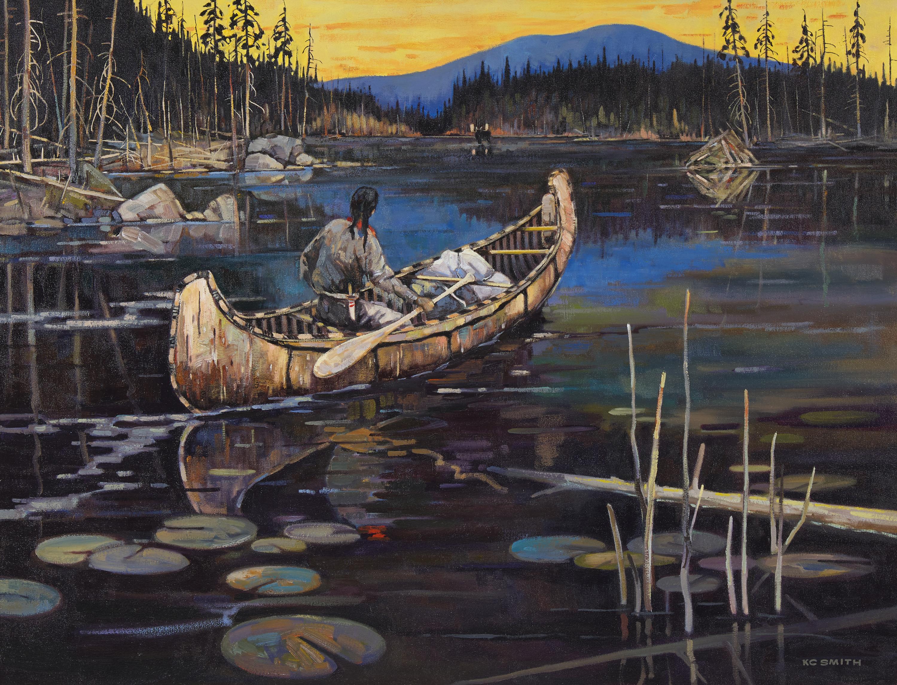 Keith C. Smith (Canadian, 1924-2000) — Indian in Canoe