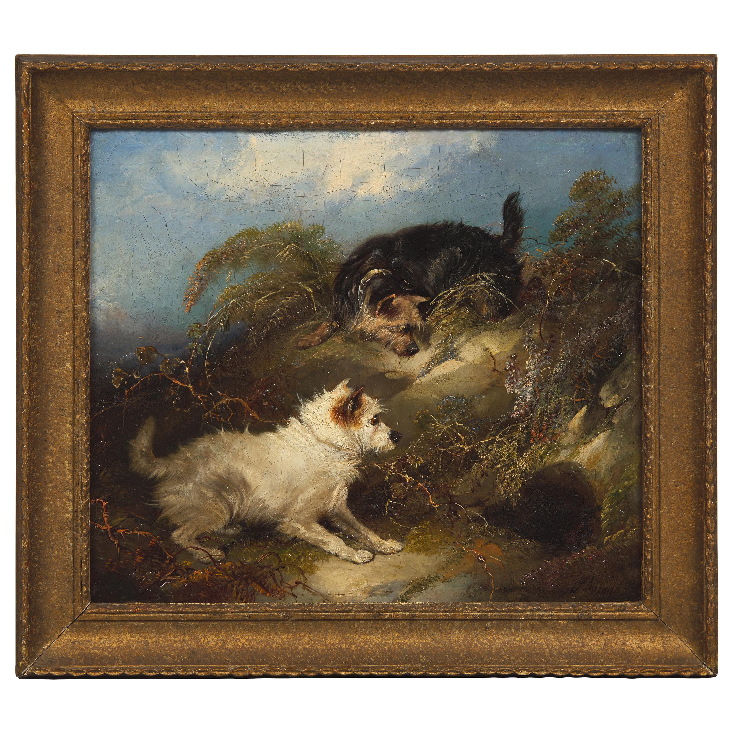 George Armfield (British, born c. 1808-1893) — Two Dogs at Small Cave