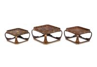 A Set of Three Japanese Gilt Decorated Lacquer Nesting Tables