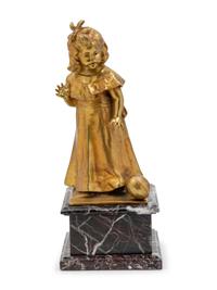 A Continental Gilt Bronze Figure of a Girl