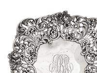 An American Silver Reticulated Bowl Raised on Ball Feet