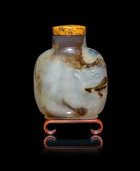 A Carved Shadow Agate Snuff Bottle