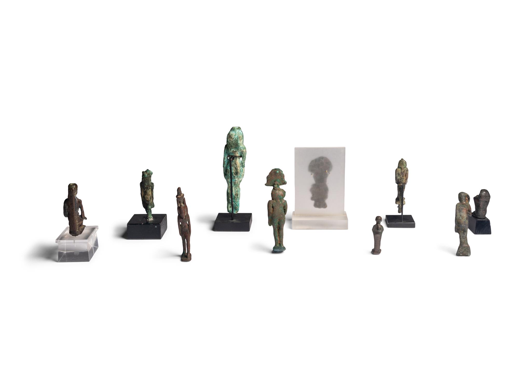 Nine Egyptian Bronze Figures