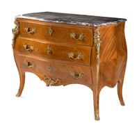 A Régence Style Gilt Metal Mounted Marble-Top Commode
