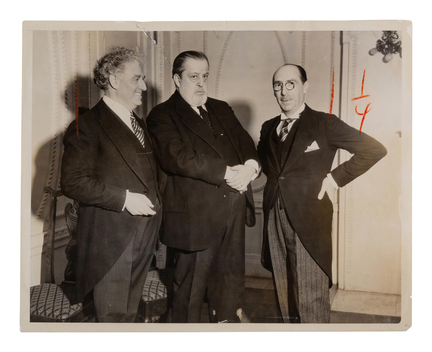 [19TH AND 20TH-CENTURY COMPOSERS AND CONDUCTORS]. A group of 6 photographs, photographic prints, or cartes de visite of opera conductors and composers from the 19th and 20th century, most signed, comprising images of: