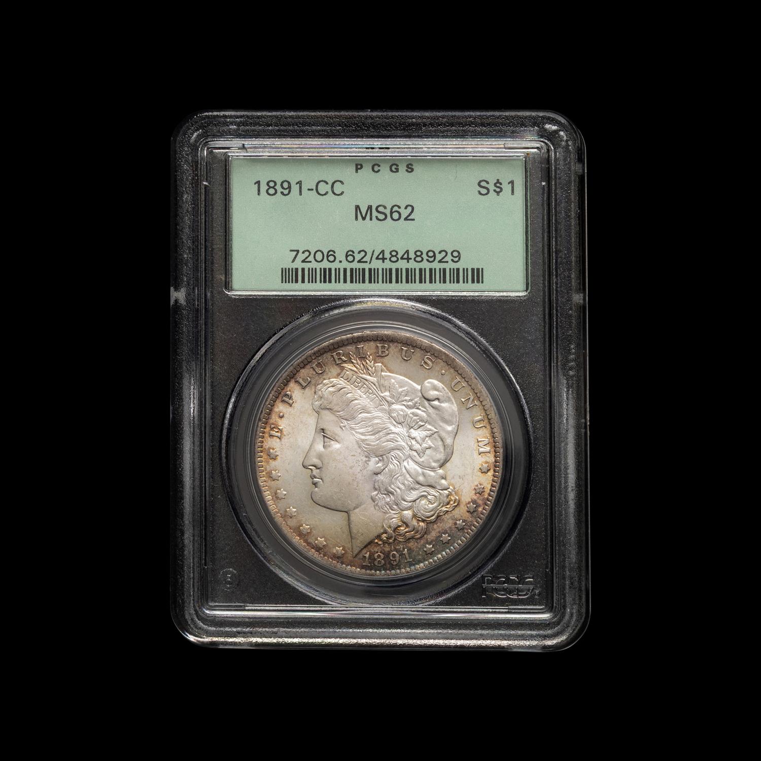 An 1891-CC Morgan $1 Coin (PCGS MS62)