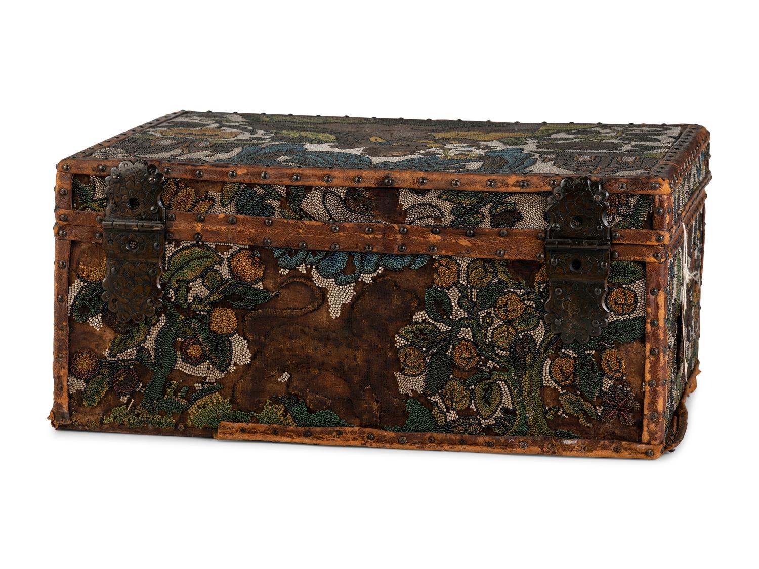 An English Beadwork Decorated Document Box
