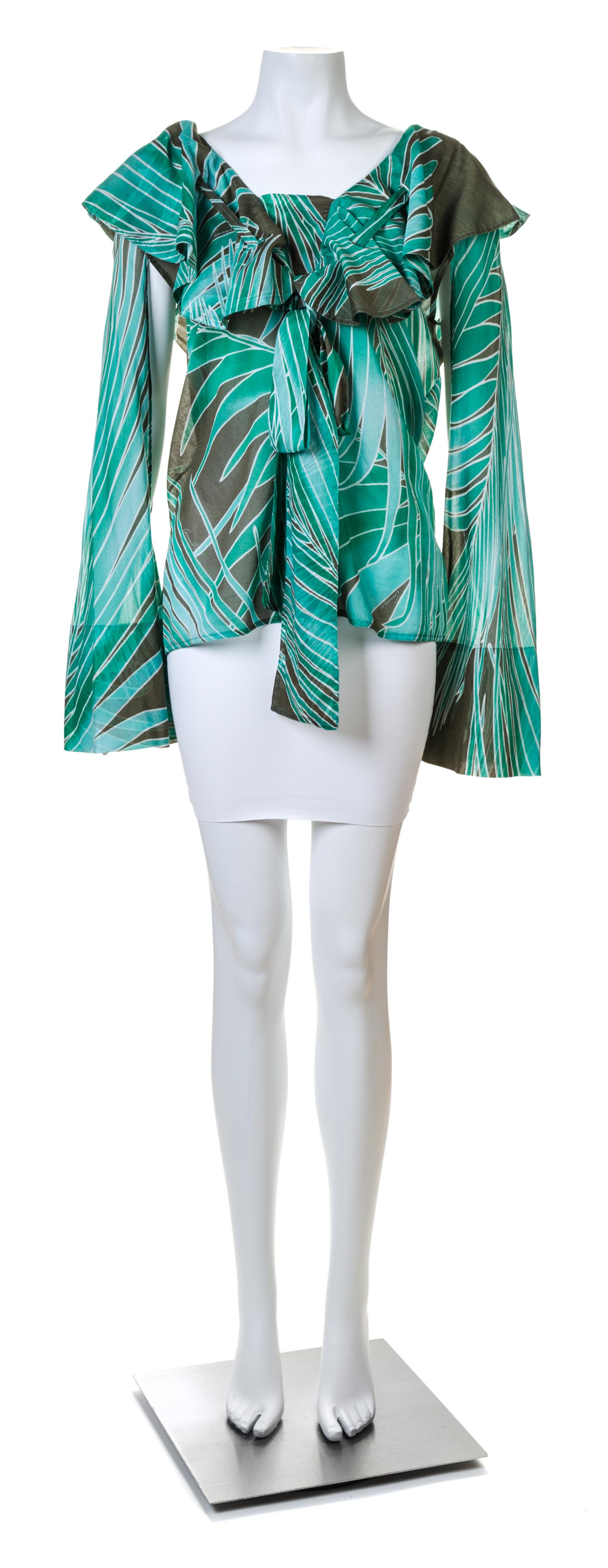 A Gucci Green Cotton Blouse, No size.