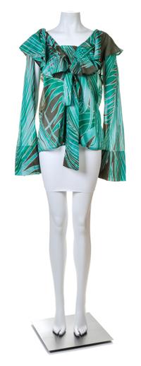 A Gucci Green Cotton Blouse, No size.