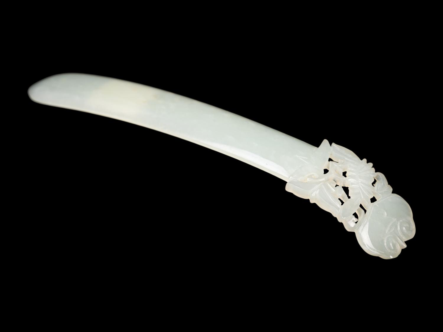 Two Chinese Celadon Jade Hairpins