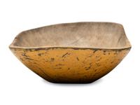 A Rare Yellow Paint Decorated Wooden Bowl