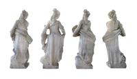 A Set of Four Carved Stone Statues Allegorical of the Seasons 14.5" W x 11" D x 35" H, 14.5" x 11" x 36", 13" x 11" x 35.25", 14" x 11. — Italian, Circa 1870