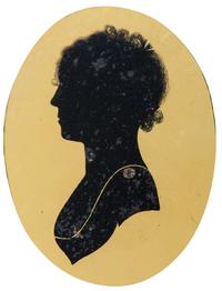 Six Verre Eglomise Silhouettes of Ladies