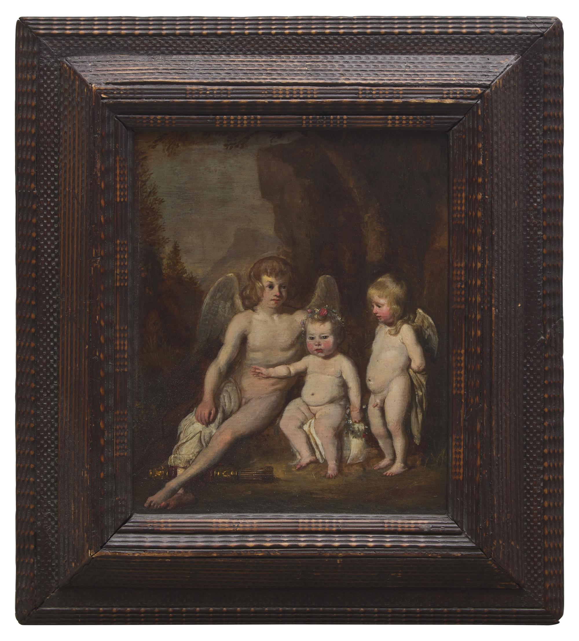 Three Children in the Guise of Cupid and Two Angels , 1643