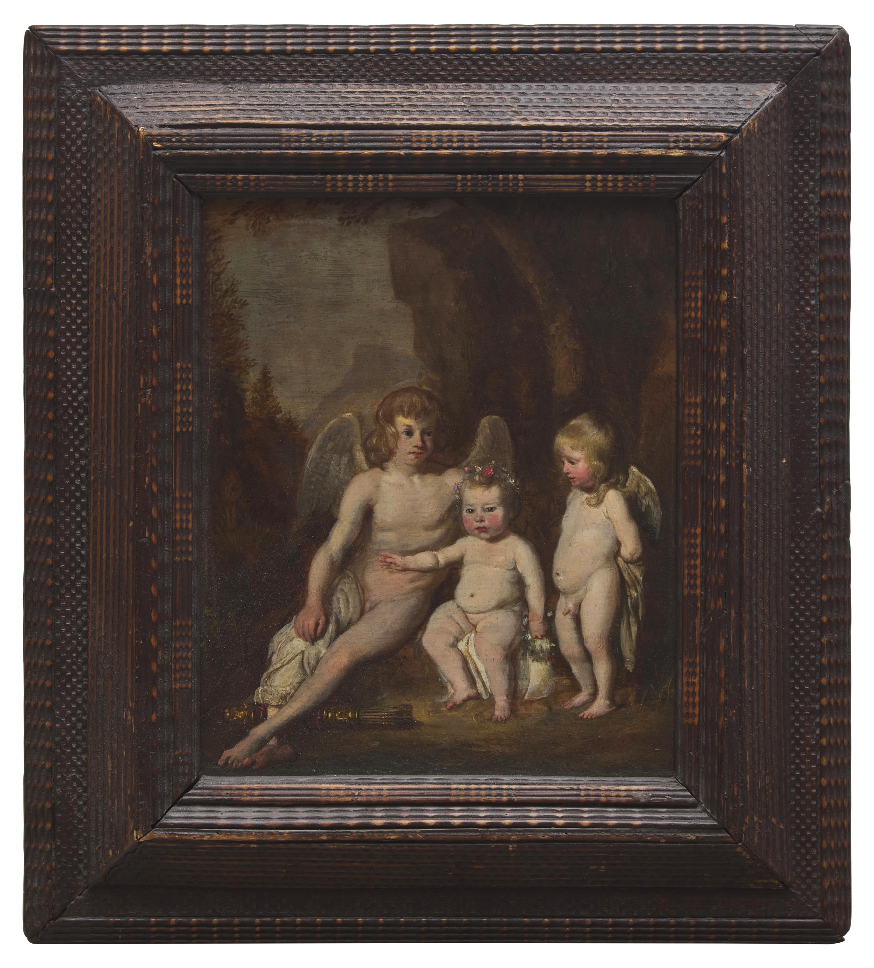 Three Children in the Guise of Cupid and Two Angels , 1643