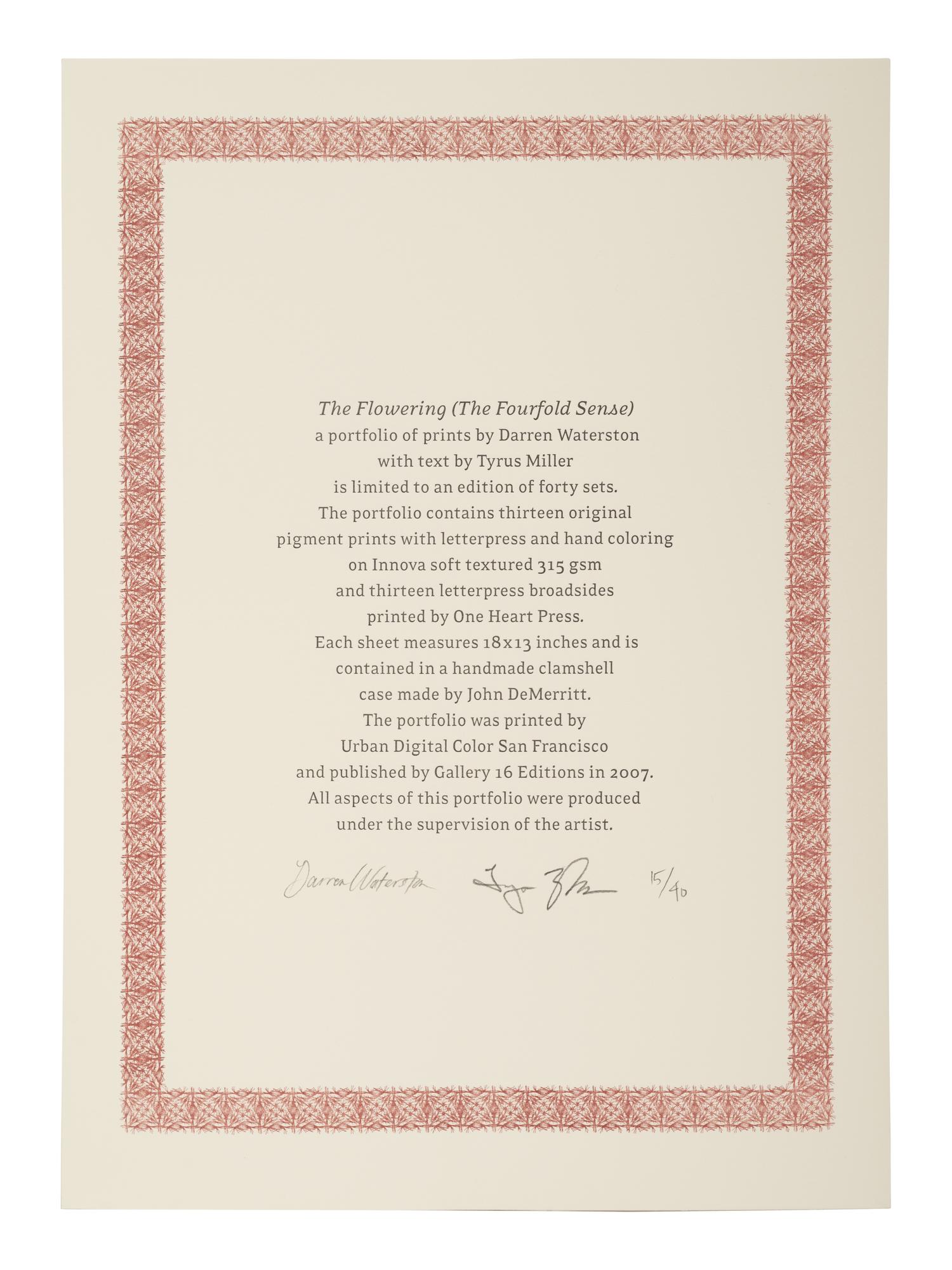 The Flowering (The Fourfold Sense), 2007 (complete portfolio of thirteen)