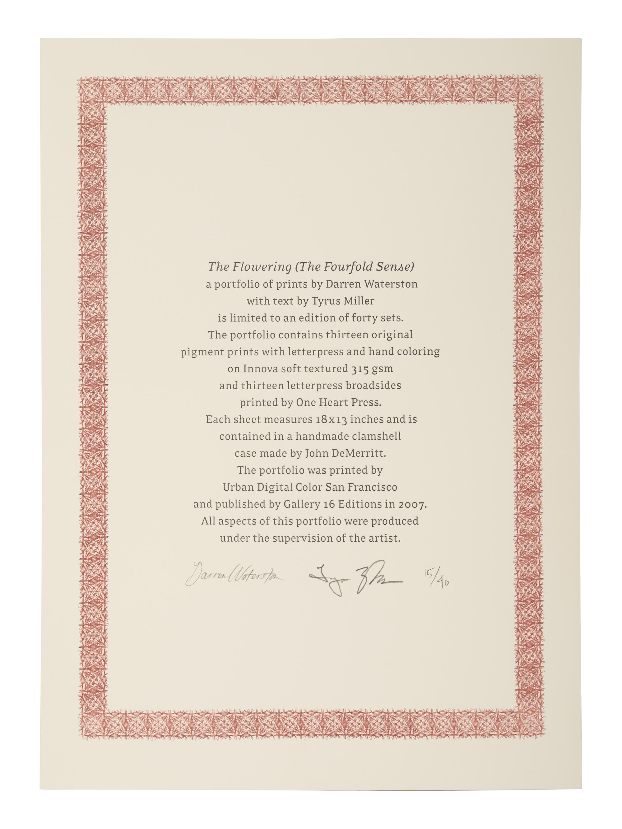 The Flowering (The Fourfold Sense), 2007 (complete portfolio of thirteen)
