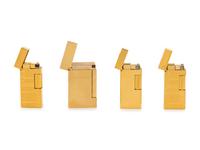 A Group of Four Dunhill Gilt Metal Lighters
