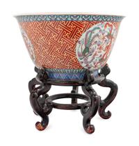 A Chinese Export Porcelain Fishbowl on Stand