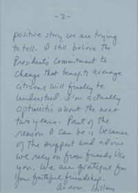 [Presidential] Clinton, Hillary Rodham. Autograph Letter, signed