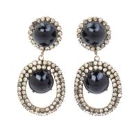 A Pair of Kenneth Jay Lane Rhinestone Earclips, 2.25" x 1".