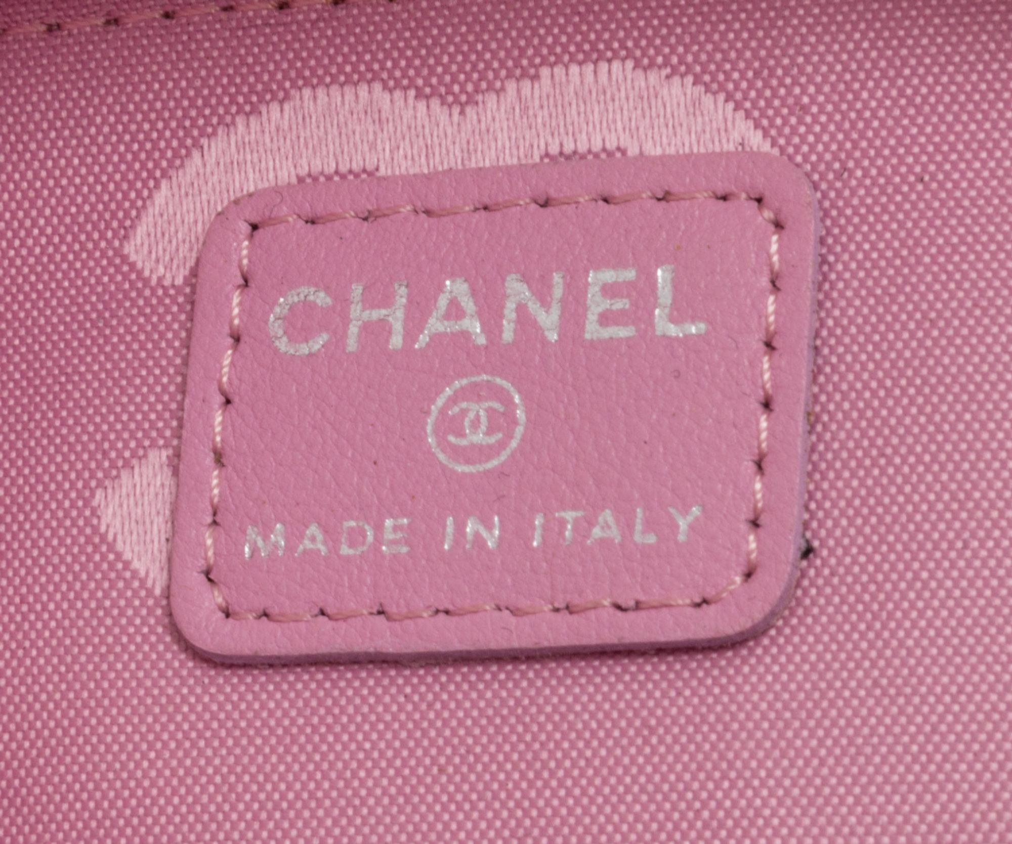 A Chanel Pink Quilted Calfskin Leather Ligne Cambon Pouch, 5" x 7" x 1.5".