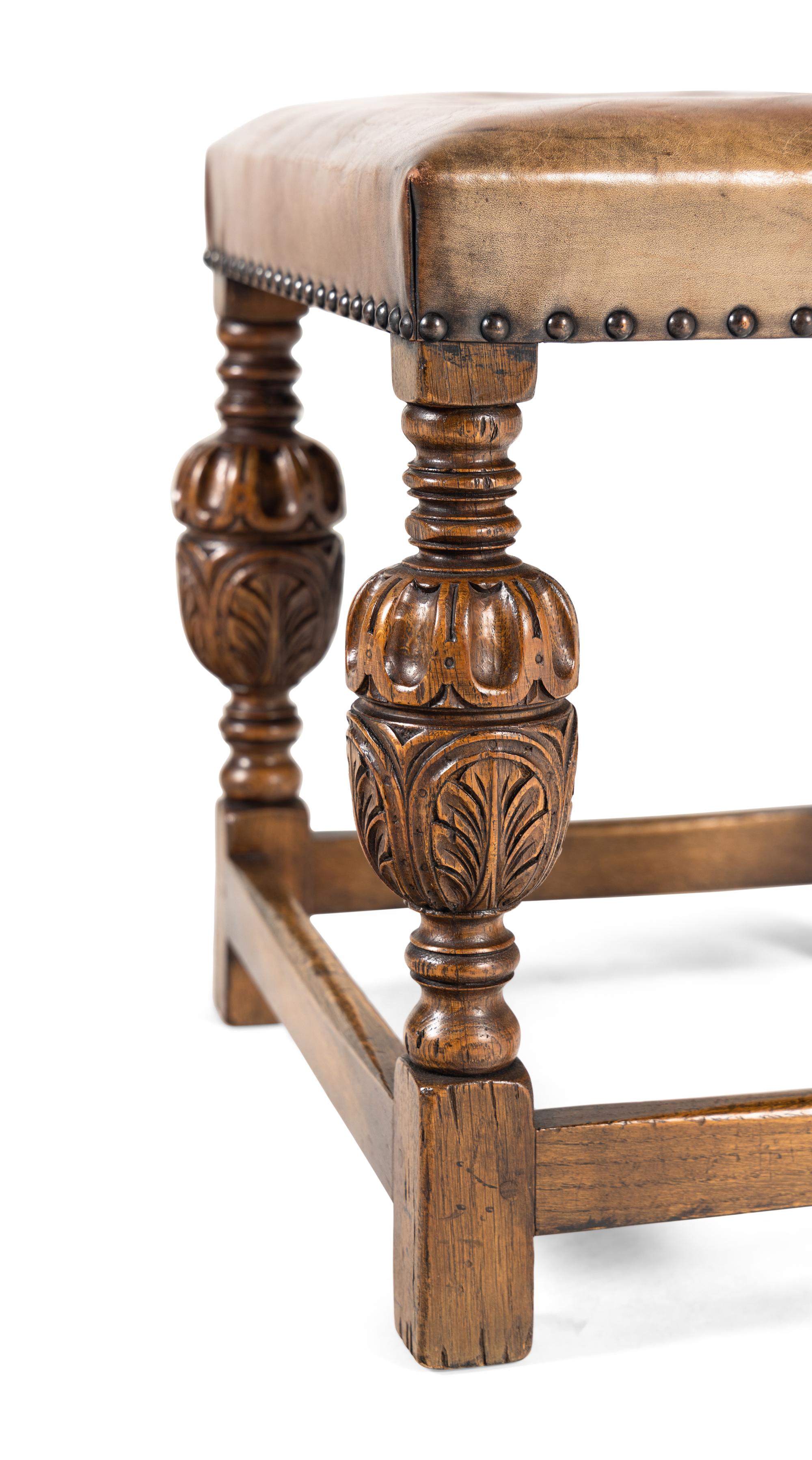 A Set of Eight Jacobean Style Oak Dining Chairs