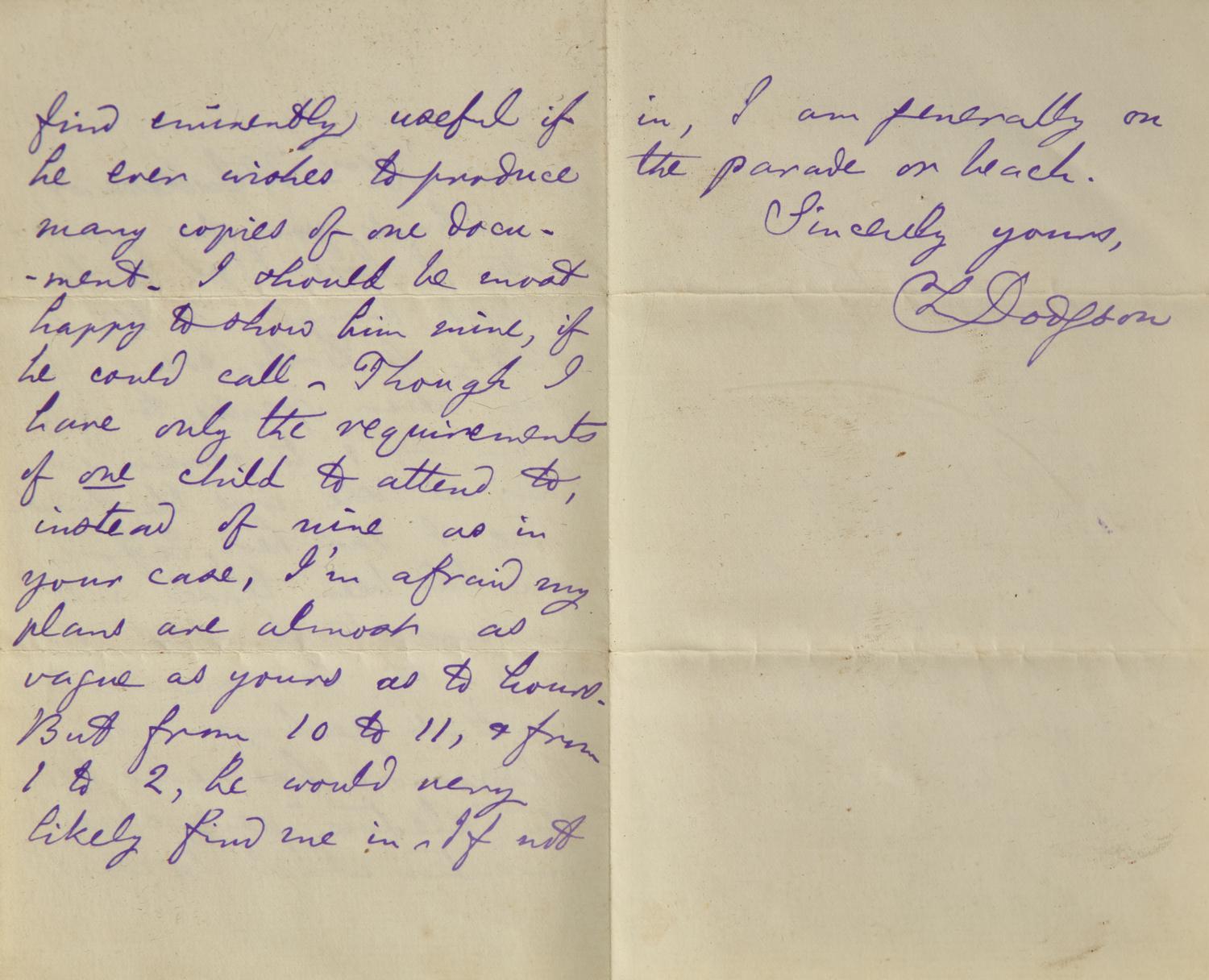 [Literature] Carroll, Lewis (Charles Lutwidge Dodgson). Group of 2 Autograph Letters, signed