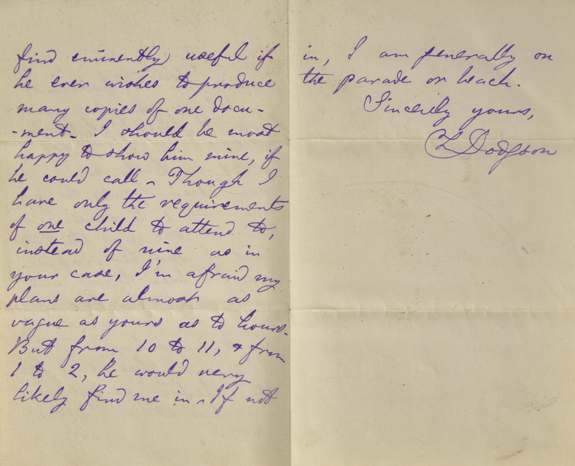 [Literature] Carroll, Lewis (Charles Lutwidge Dodgson). Group of 2 Autograph Letters, signed