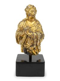 An North Italian Baroque Gilt Bronze Altarpiece Fragment Depicting Saint Catherine
