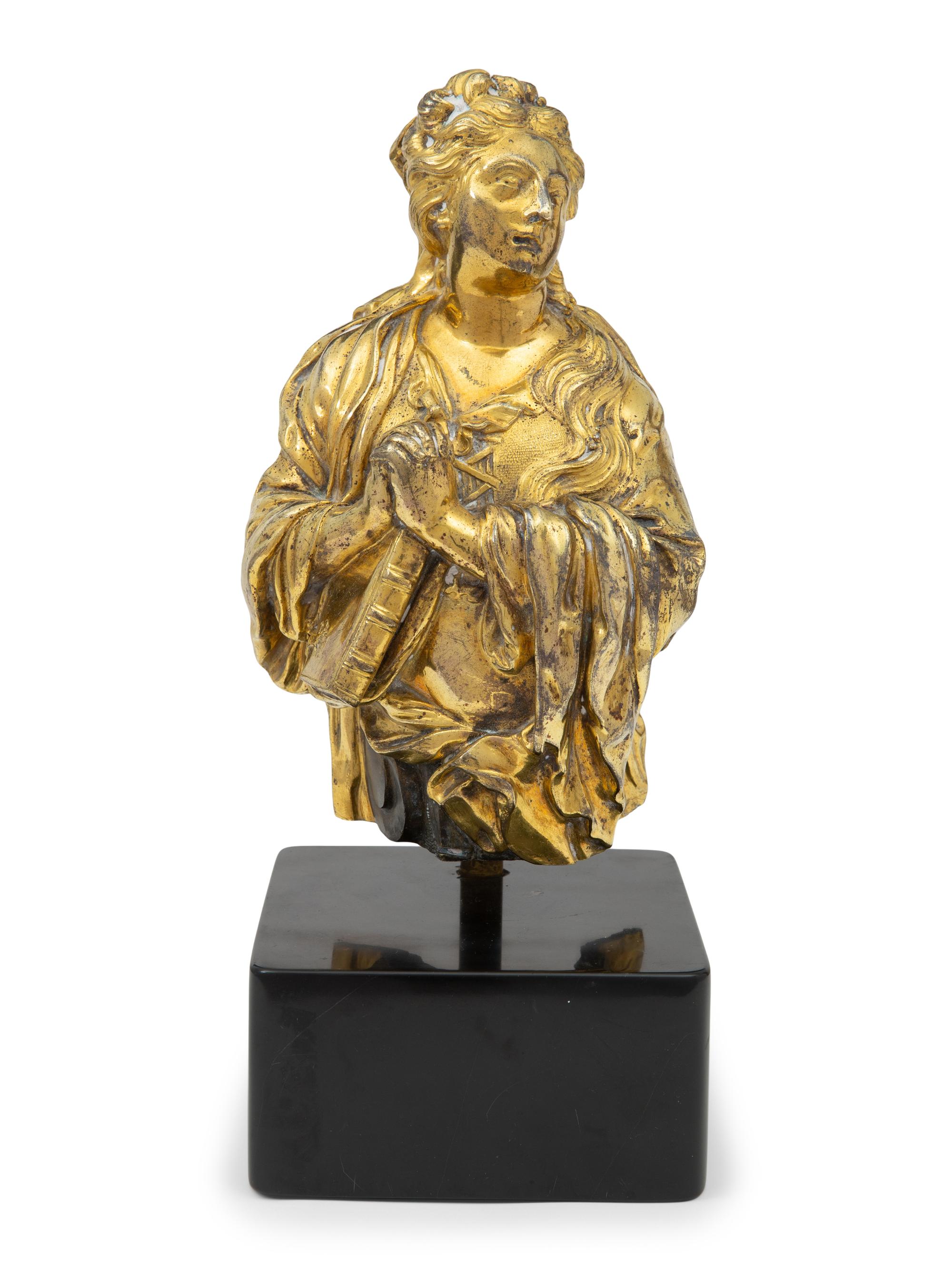An North Italian Baroque Gilt Bronze Altarpiece Fragment Depicting Saint Catherine