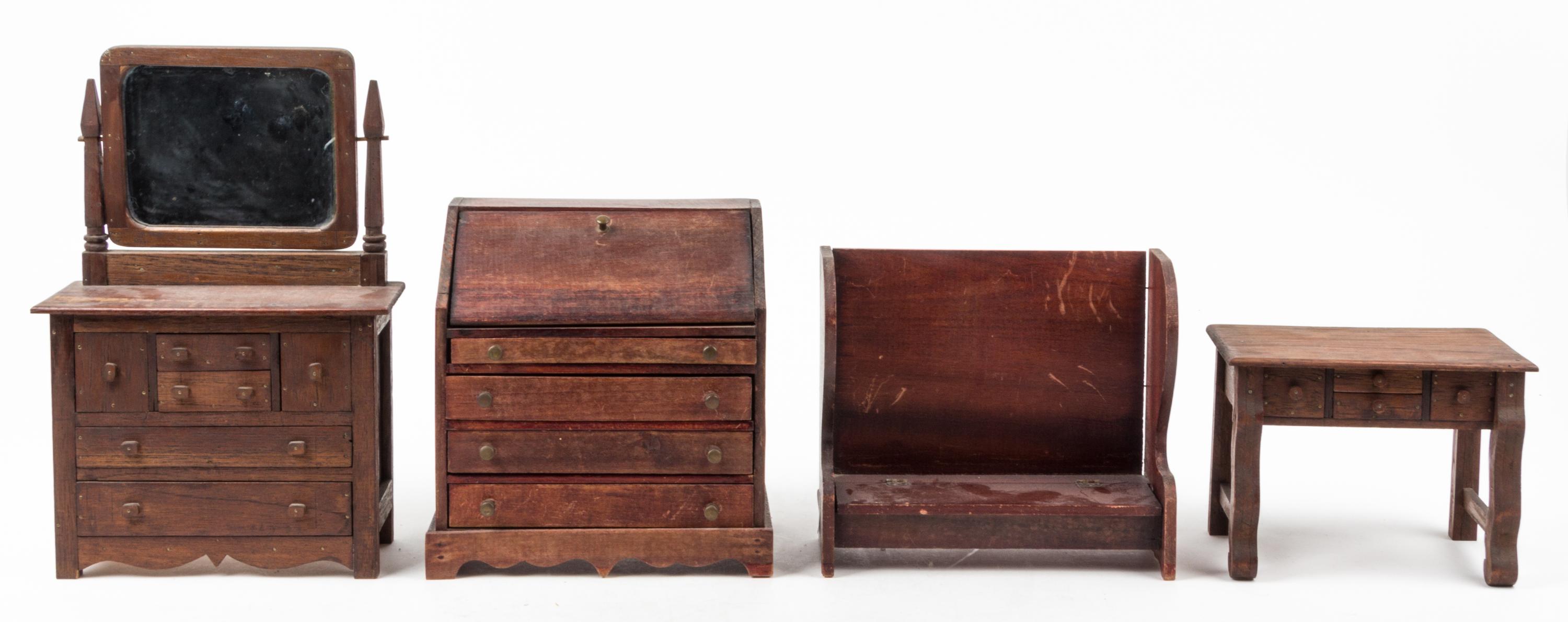 A Collection of American Doll Furniture Height of tallest 7 3/4 inches.
