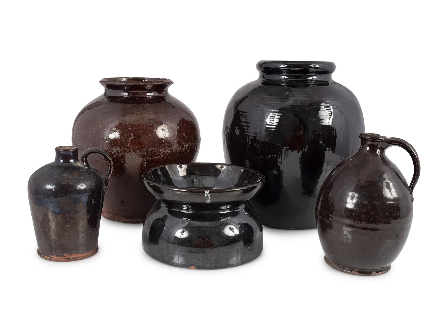 Five Redware Vessels