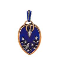 Victorian, Diamond, Ruby and Enamel Snake Motif Locket Pendant