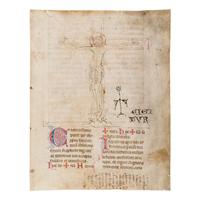 Leaf from a Missal, in Latin, illuminated manuscript on parchment, [France(?) late 13th century].
