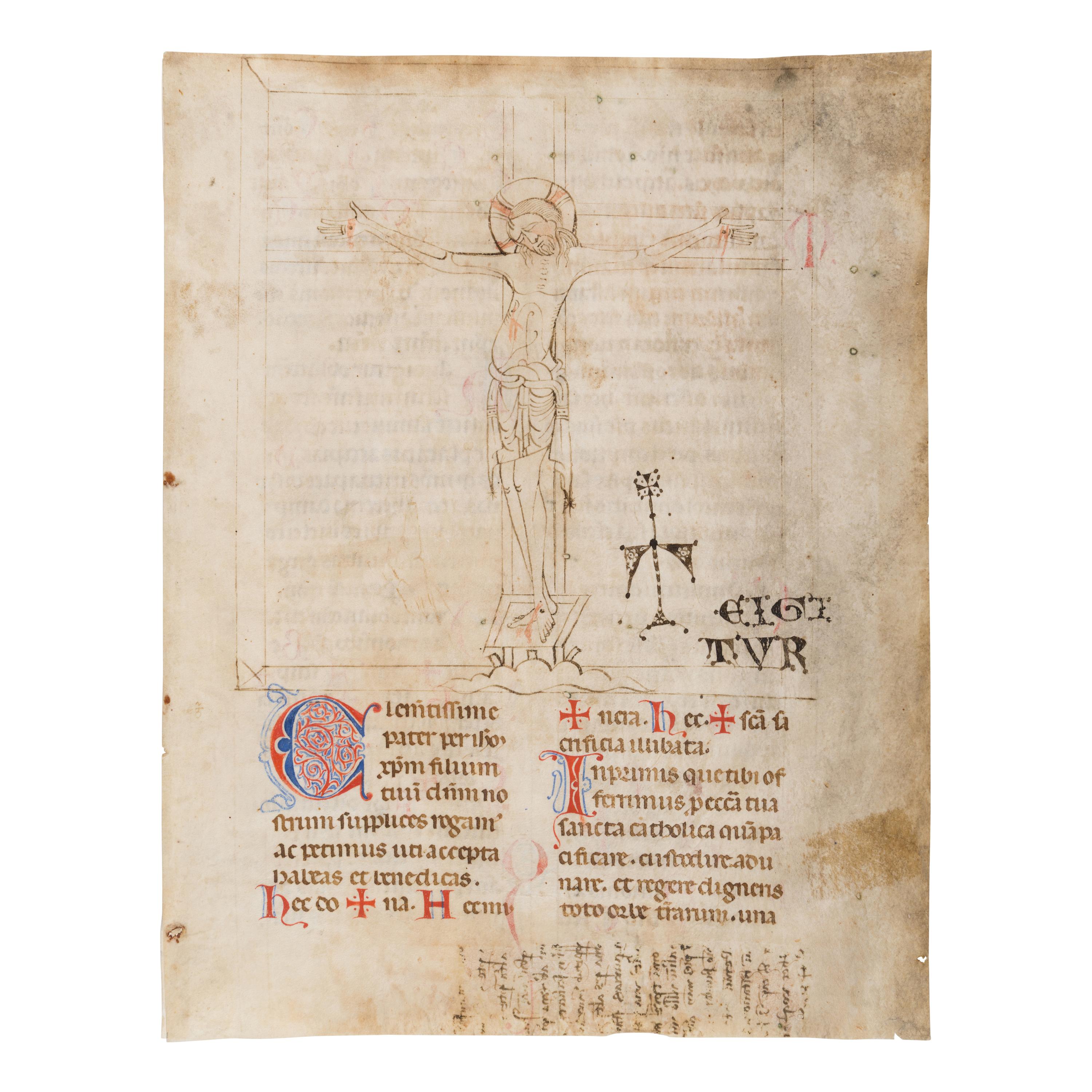 Leaf from a Missal, in Latin, illuminated manuscript on parchment, [France(?) late 13th century].