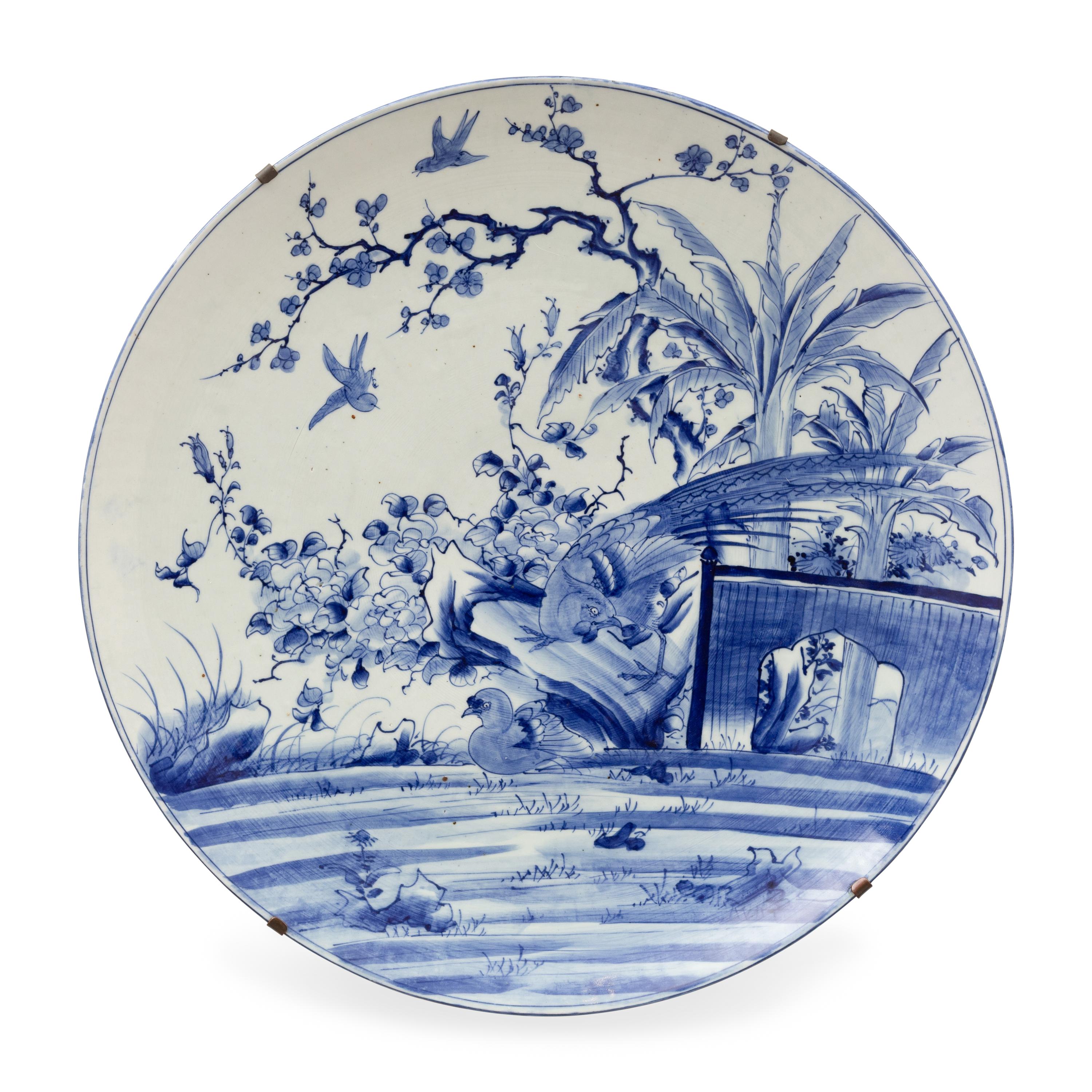 A Large Japanese Blue and White Porcelain Charger