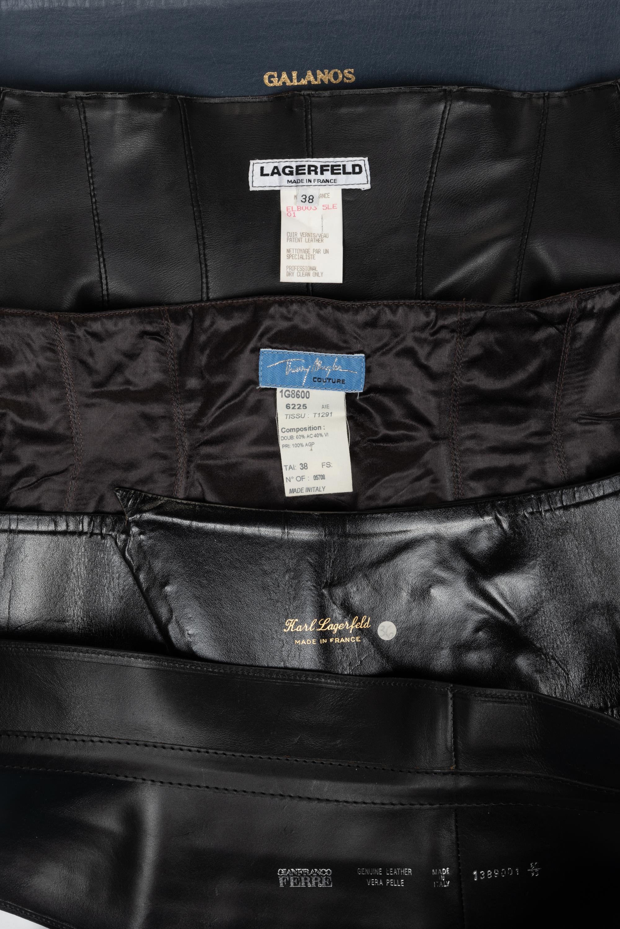 Five Designer Belts: One Ferré, One Mugler, Two Lagerfeld, and One Galanos, 1970-90s
