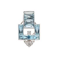 CARTIER, ART DECO, AQUAMARINE AND DIAMOND CLIP BROOCH