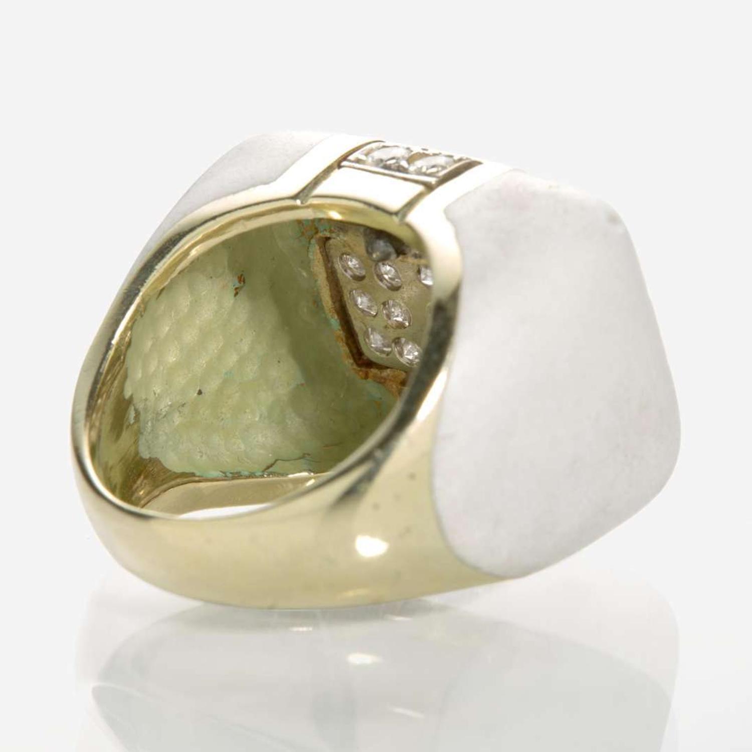 A Diamond and Enamel Ladies Ring
