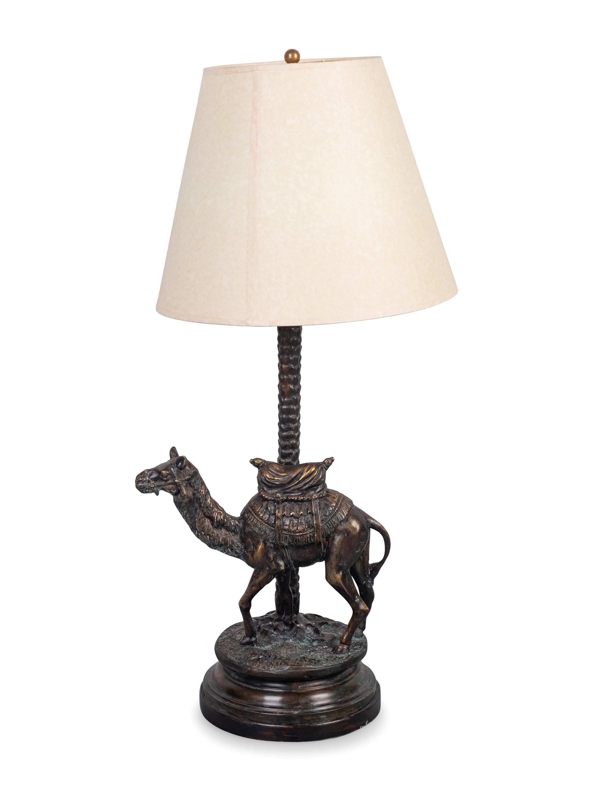 A Bronze Camel-Form Table Lamp — 20TH CENTURY