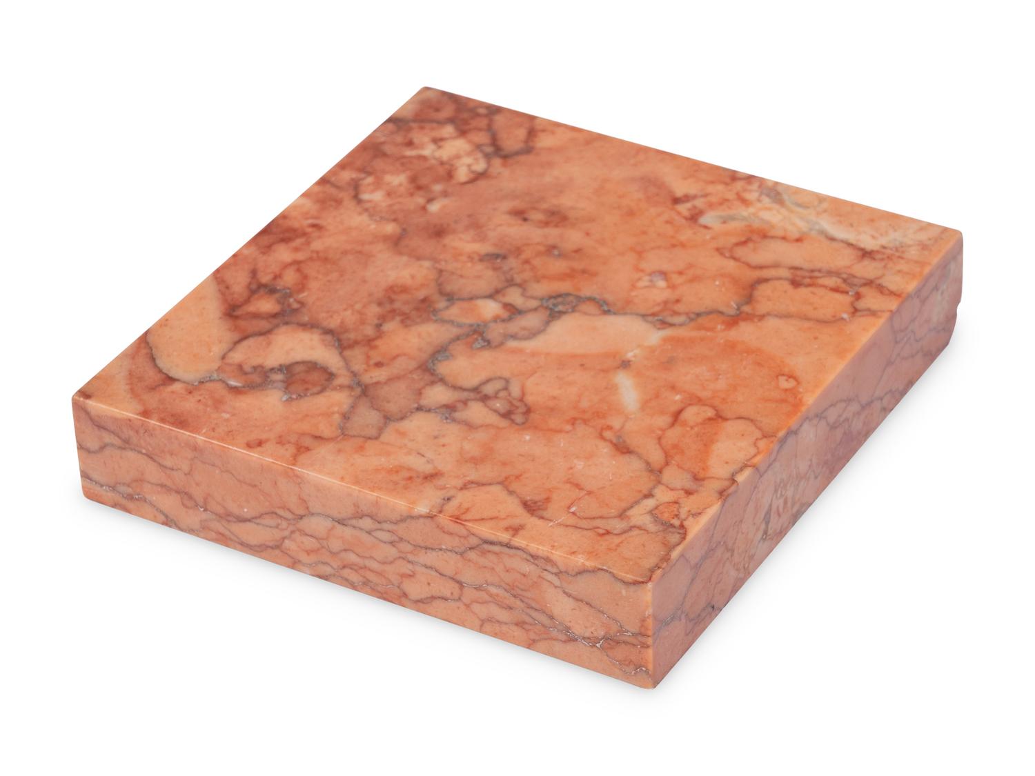 [LINCOLN'S FUNERAL]. A pink marble fragment from the table that purportedly supported Abraham Lincoln's coffin while aboard his funeral train traveling from Washington, D.C. to Springfield, Illinois, [ca. 21 April 1865].